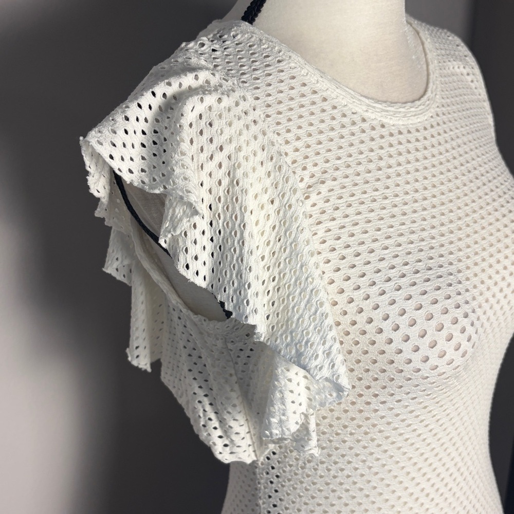 BCBGMaxAzria White Rowe Eyelet Mesh Top (Size S) - Picture 2 of 6